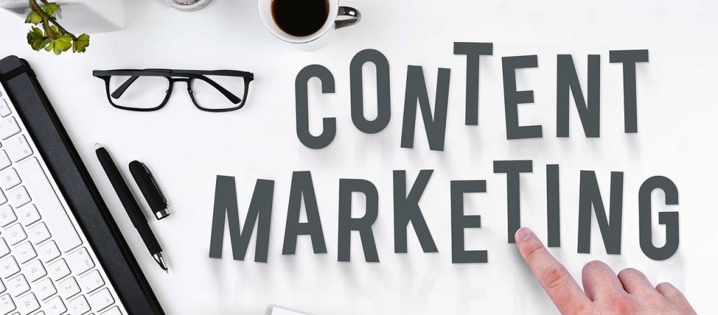 content marketing written on a table
