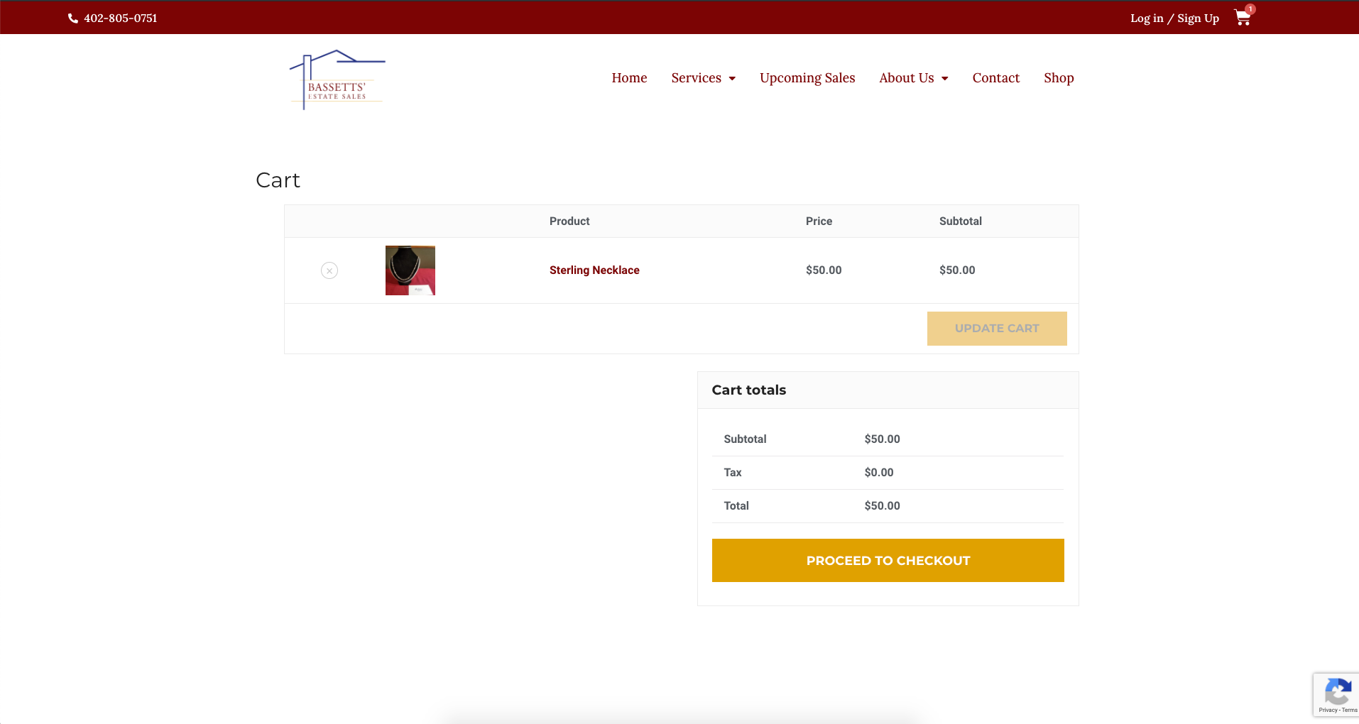 Screenshot of a product in a cart on one the e-commerce websites we designed