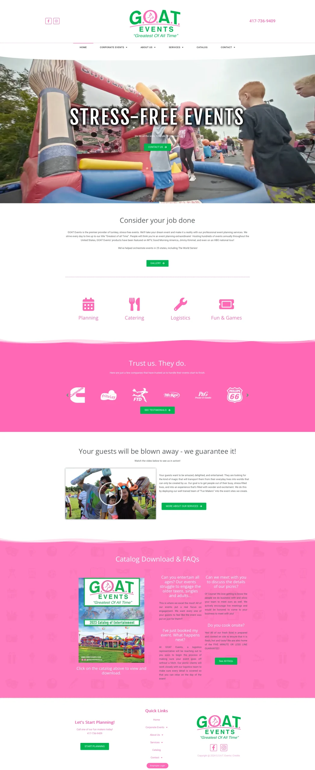GOAT Events website designed by 2oddballs Creative