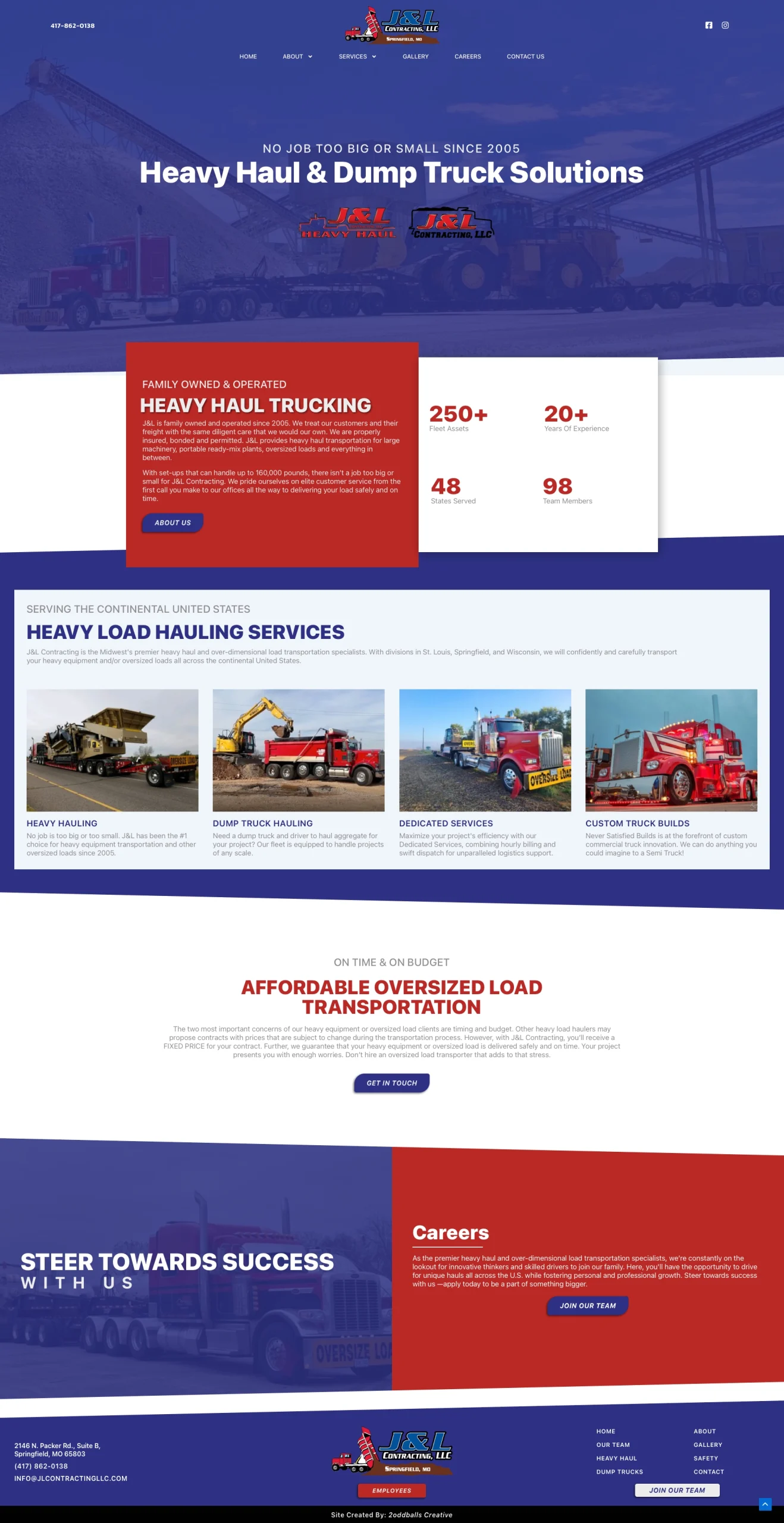 J&L Contracting website created by 2oddballs Creative