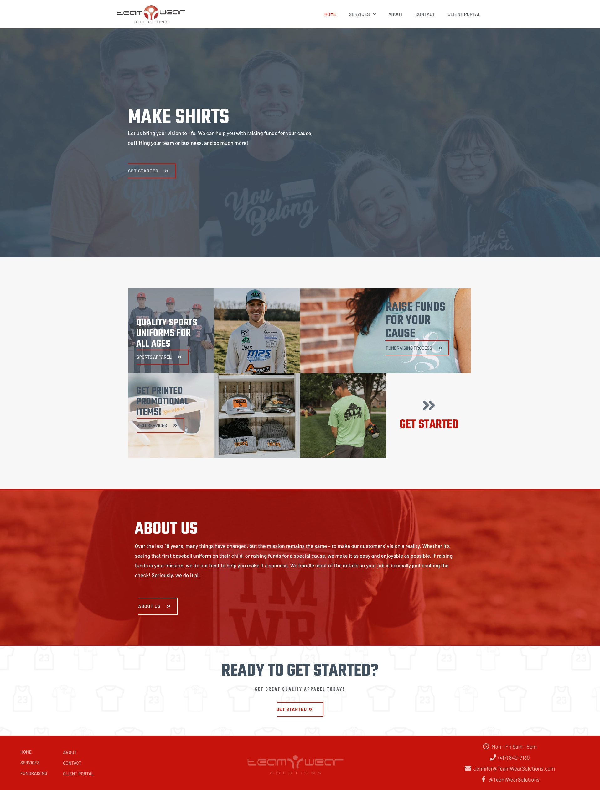 Team Wear Solutions website created by 2oddballs.com