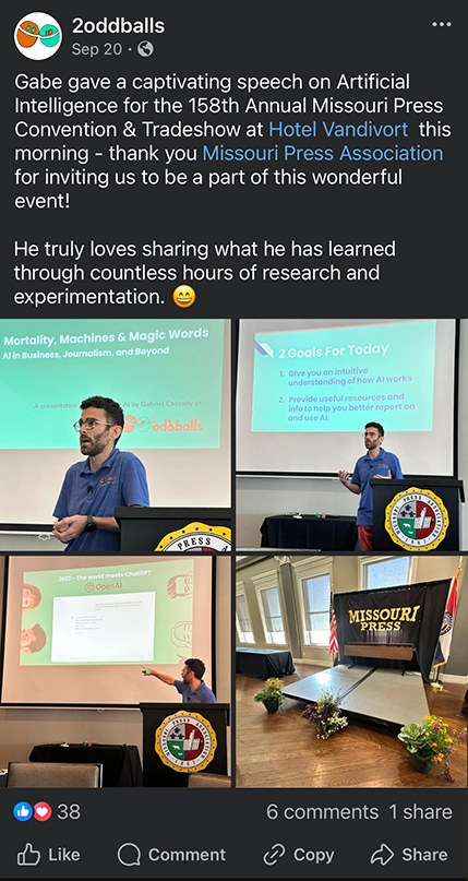 2oddballs AI presentation social media post
