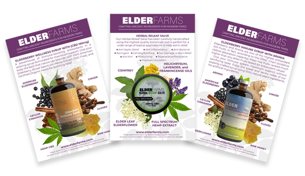 Informational product flyers created for Elder Farms