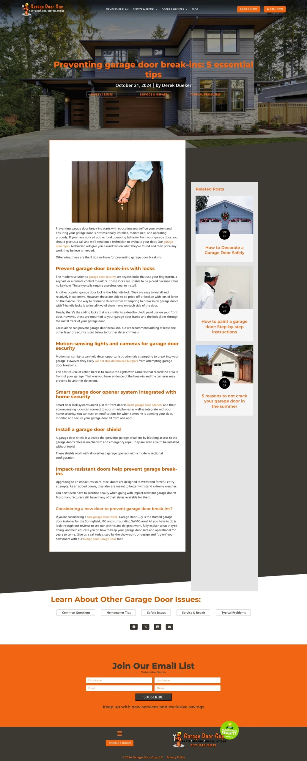 Blog post created and written for My Garage Door Guy LLC