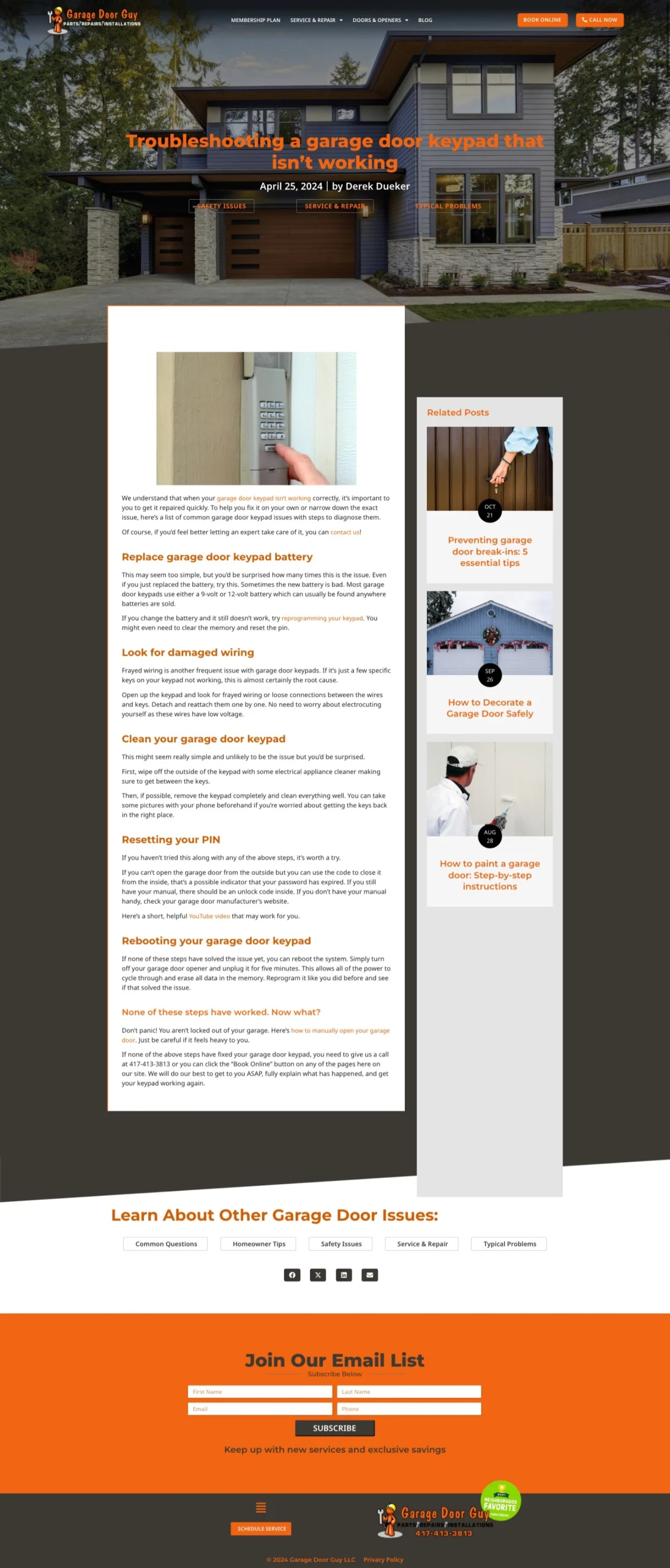 Blog post created and written for My Garage Door Guy LLC