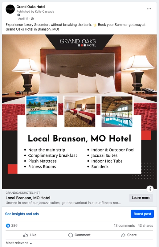 Viral Ad for Grand Oaks Hotel in Branson MO