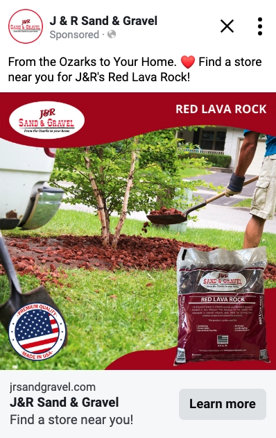New product ad for JR Sand and Gravel out of Ava MO