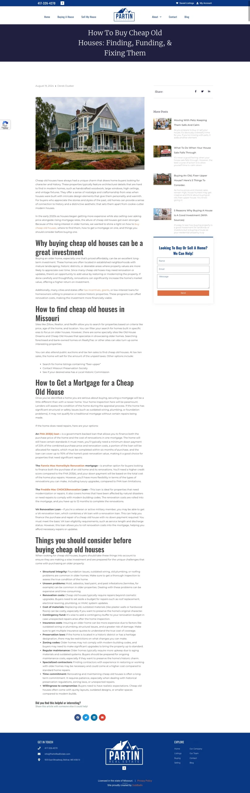 Blog post written and created by 2oddballs Creative for Partin Real Estate in Bolivar MO