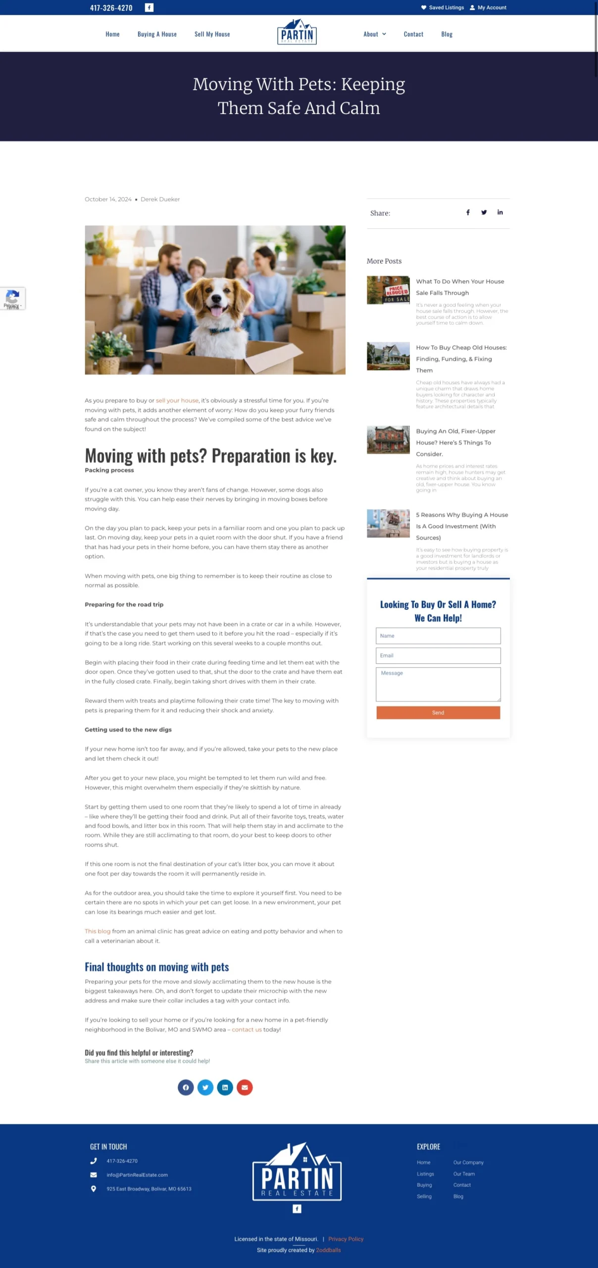 Blog post written and created by 2oddballs Creative for Partin Real Estate in Bolivar MO