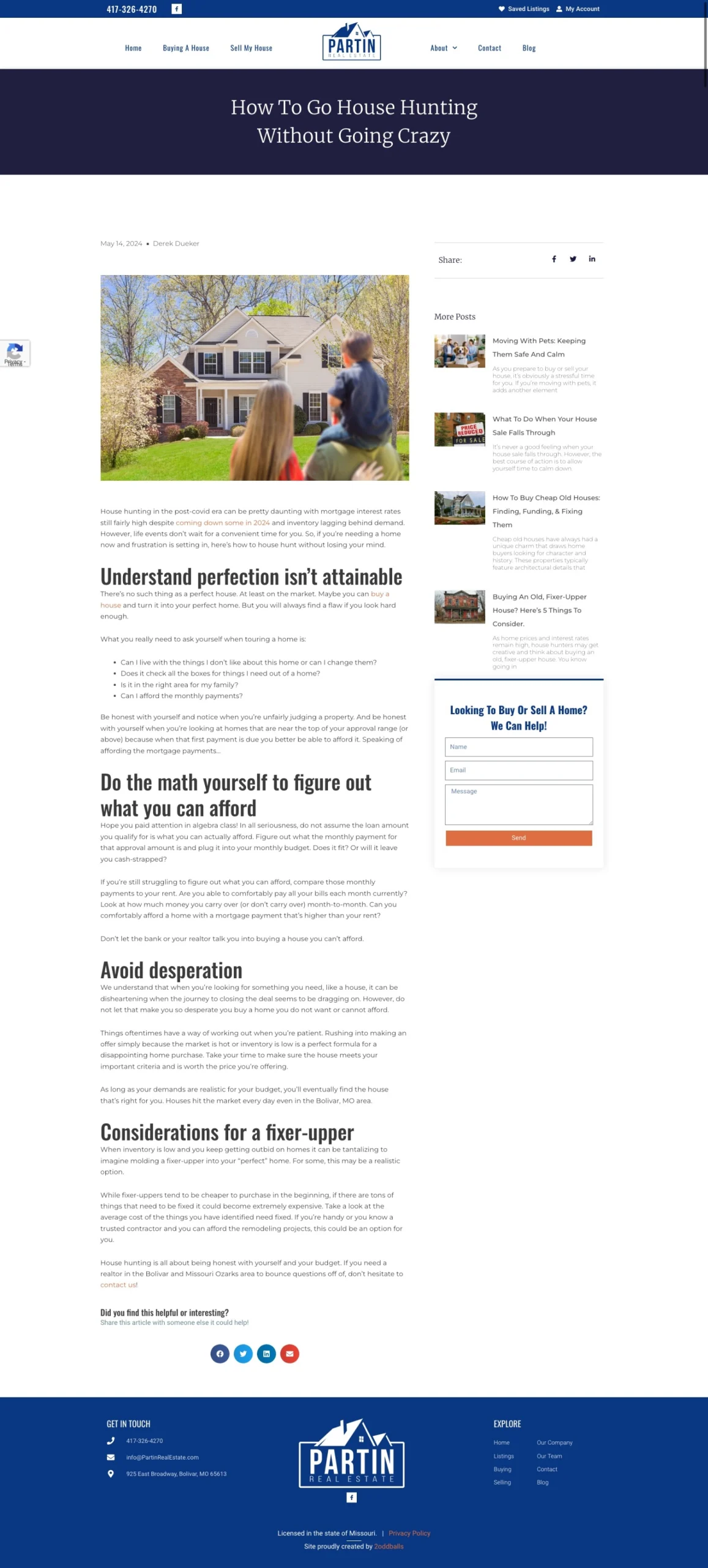 Blog post written and created by 2oddballs Creative for Partin Real Estate in Bolivar MO
