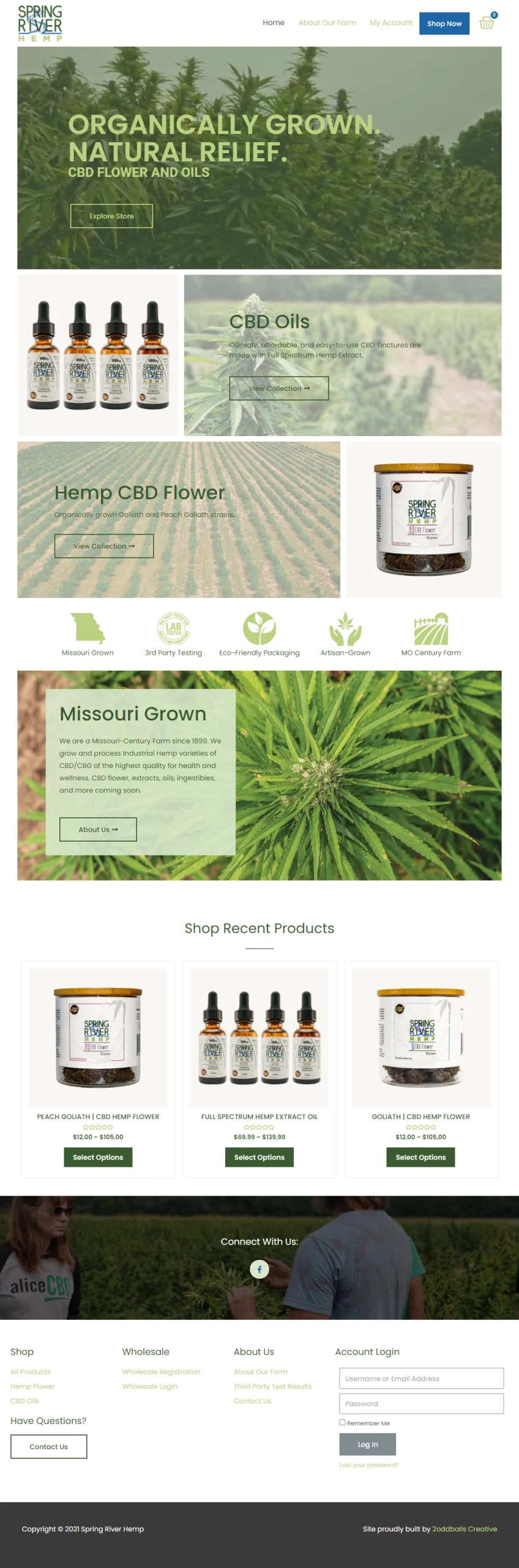 Website created for Spring River Hemp.