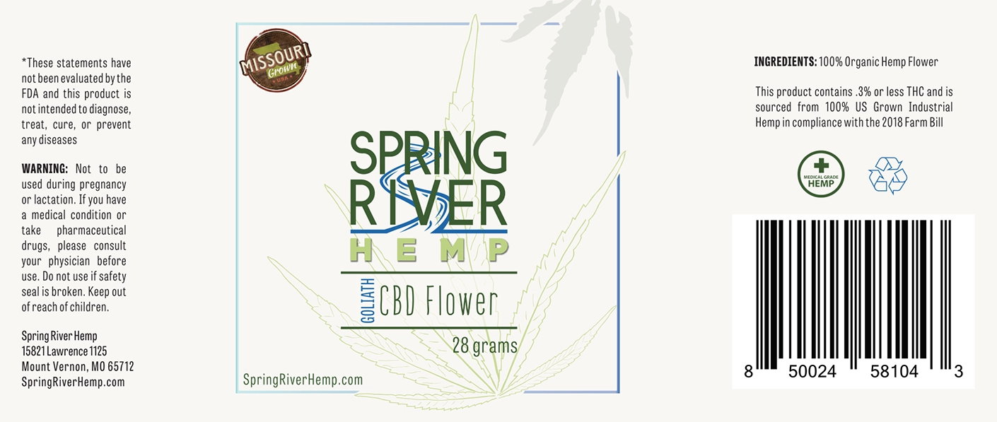Product label created for Spring River Hemp
