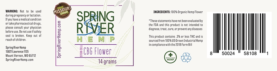 Product label created for Spring River Hemp