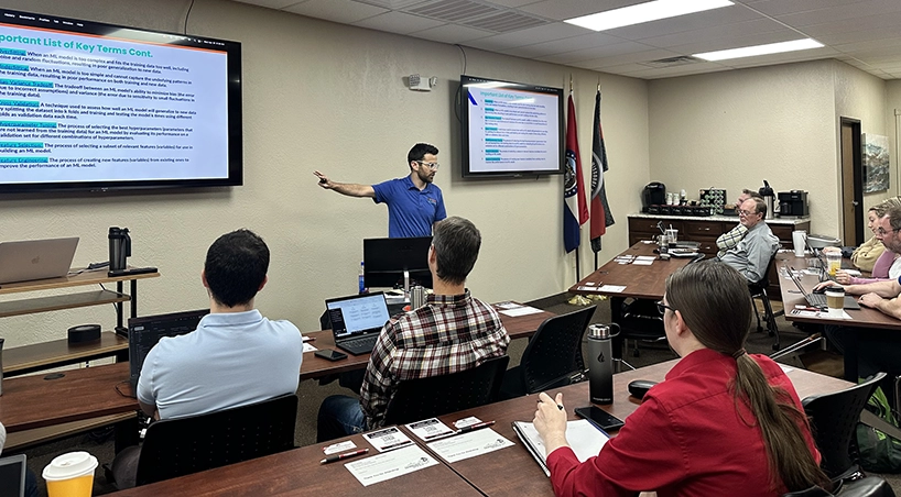 One of many AI presentations given by Gabriel with 2oddballs, to help other businesses adapt to new technologies