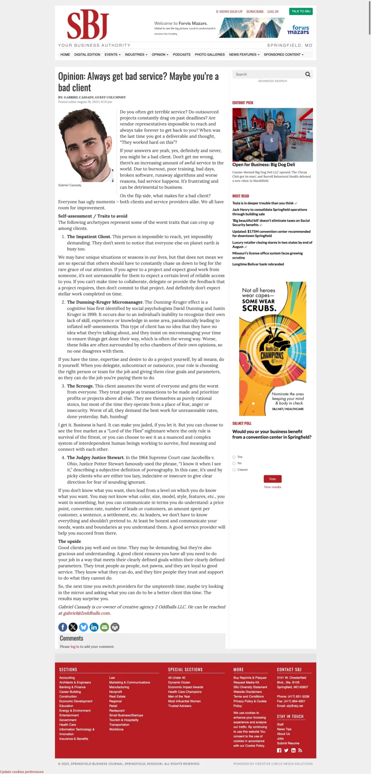 Gabriels opinion on equal give and take between business and client