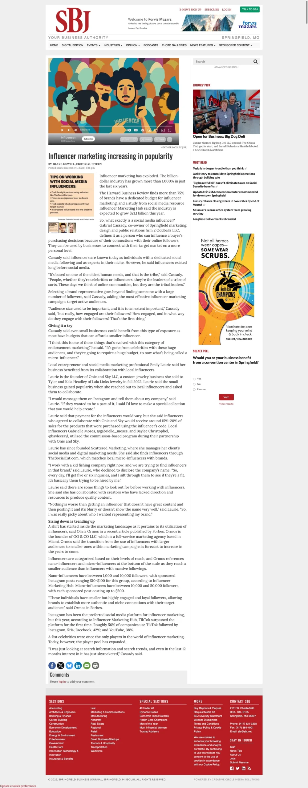 SBJ article about Influencer Marketing increasing - Gabriel gives his thoughts