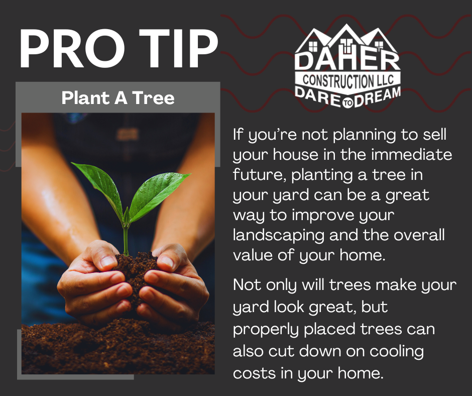 Facebook post for Daher Construction offering a Pro Tip to add value to your home