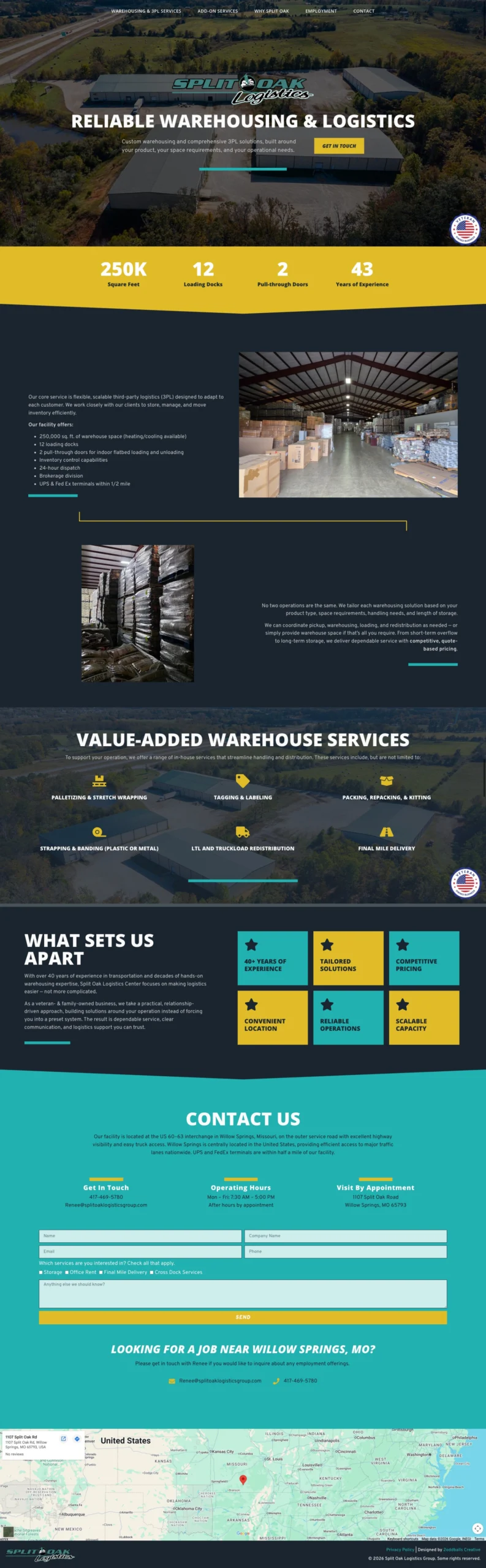 New website for Split Oaks Logistics Group, designed by Kylie with 2oddballs Creative