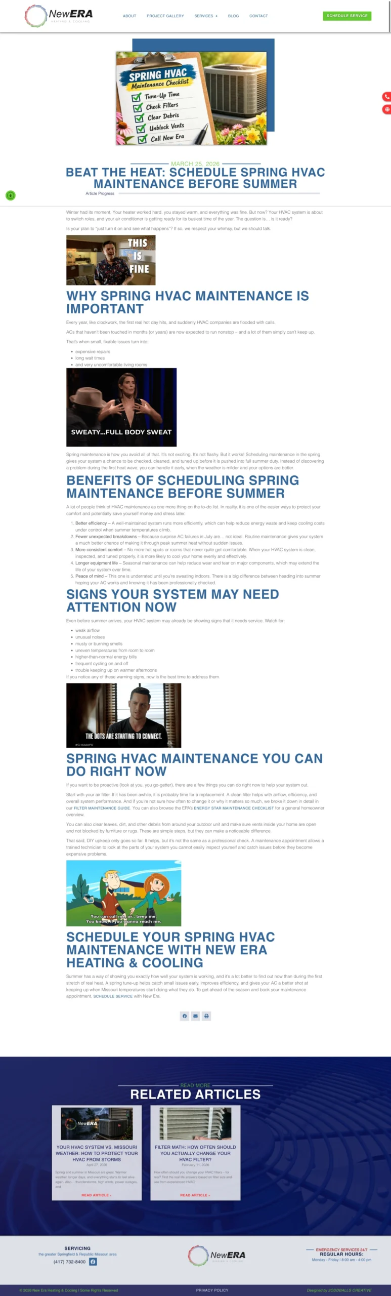 New Era HVAC blog post about Spring Maintenance for your HVAC system