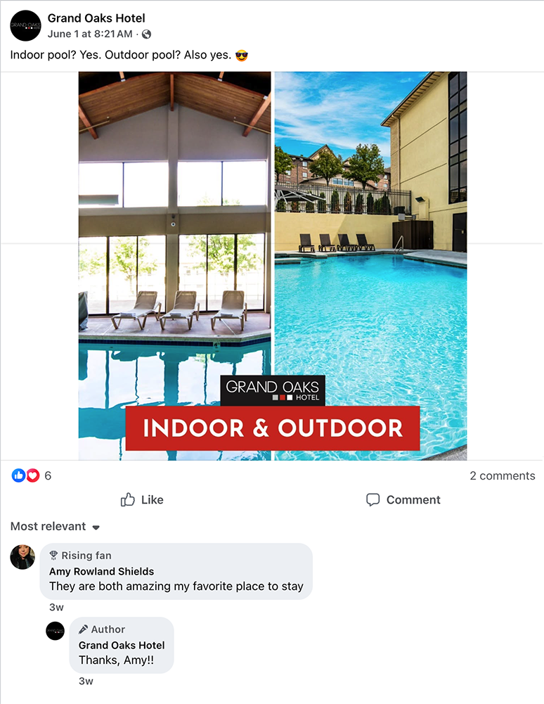 Grand Oaks Hotel basic post reminding of great amenities